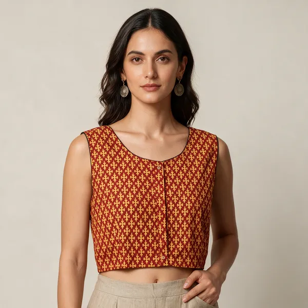 Handmade_Block_Print_Cotton_For_Women_Ethnic_Floral_Printed_Top_With_Long_Sleeves