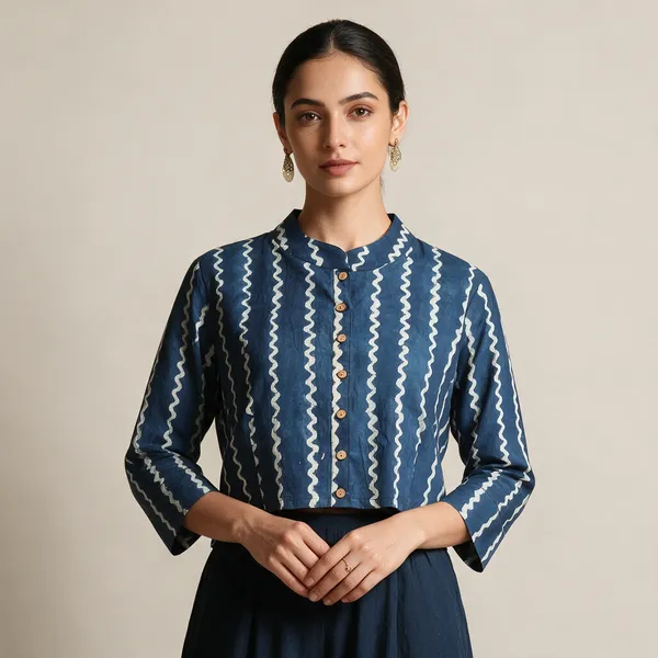Handmade_Block_Print_Cotton_For_Women_Ethnic_Floral_Printed_Top_With_Long_Sleeves