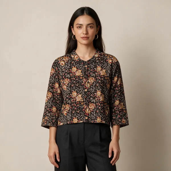 Handmade_Block_Print_Cotton_For_Women_Ethnic_Floral_Printed_Top_With_Long_Sleeves