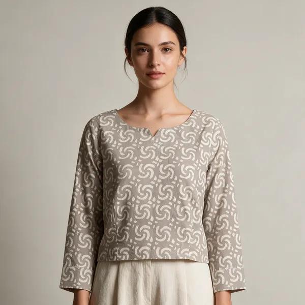 Handmade_Block_Print_Cotton_For_Women_Ethnic_Floral_Printed_Top_With_Long_Sleeves