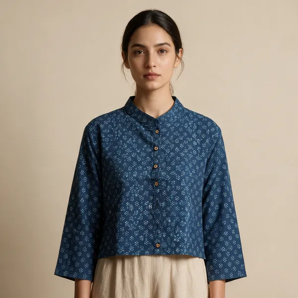 Handmade_Block_Print_Cotton_For_Women_Ethnic_Floral_Printed_Top_With_Long_Sleeves