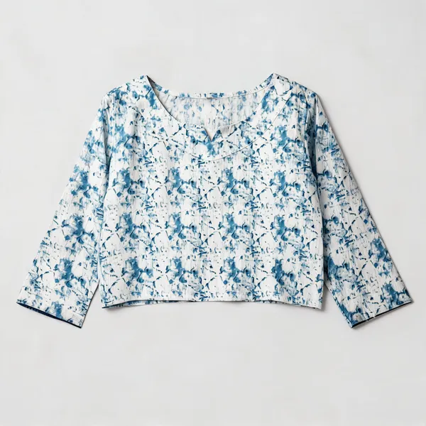 Handmade_Block_Print_Cotton_For_Women_Ethnic_Floral_Printed_Top_With_Long_Sleeves