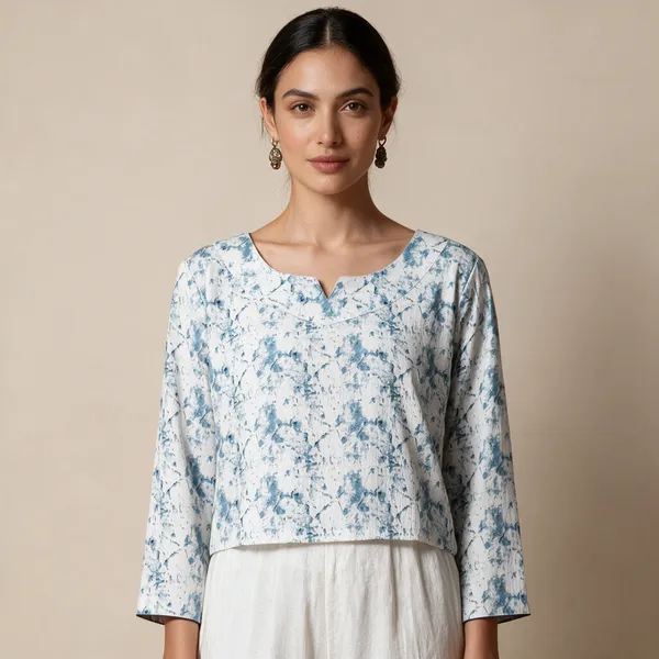 Handmade_Block_Print_Cotton_For_Women_Ethnic_Floral_Printed_Top_With_Long_Sleeves