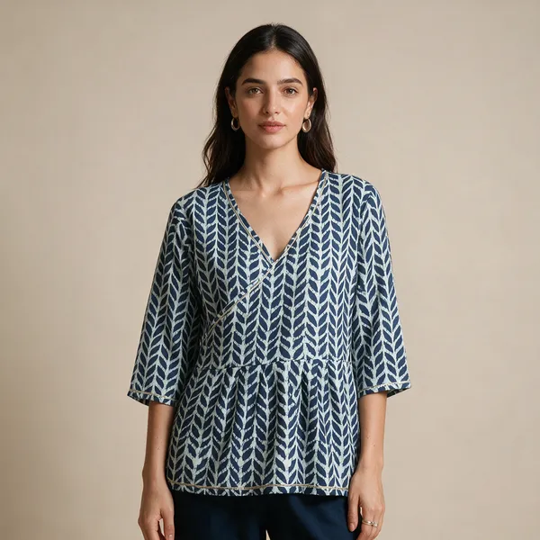 Handmade_Block_Print_Cotton_For_Women_Ethnic_Floral_Printed_Top_With_Long_Sleeves
