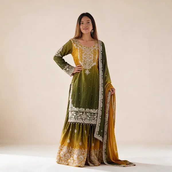 Womens_Chinon_Silk_Sequence_With_Rivet_Moti_Work_Straight_Kurta_With_Sharara_And_Dupatta_Set