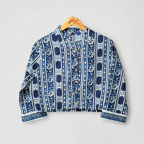 Handmade_Block_Print_Cotton_For_Women_Ethnic_Floral_Printed_Top_With_Long_Sleeves