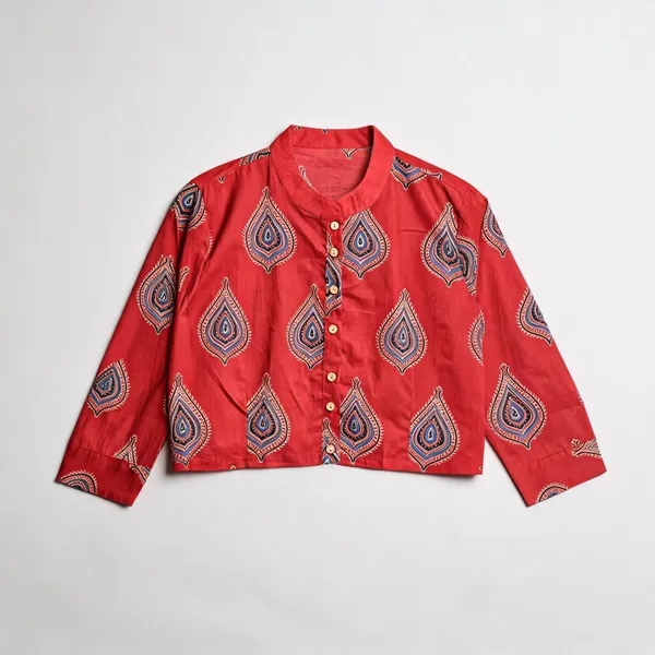 Handmade_Block_Print_Cotton_For_Women_Ethnic_Floral_Printed_Top_With_Long_Sleeves