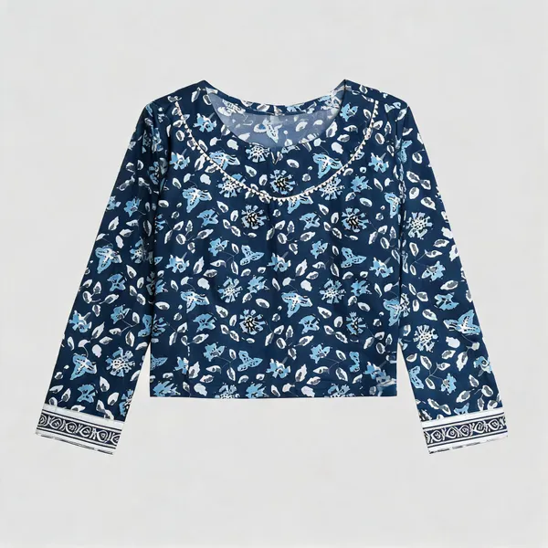 Handmade_Block_Print_Cotton_For_Women_Ethnic_Floral_Printed_Top_With_Long_Sleeves