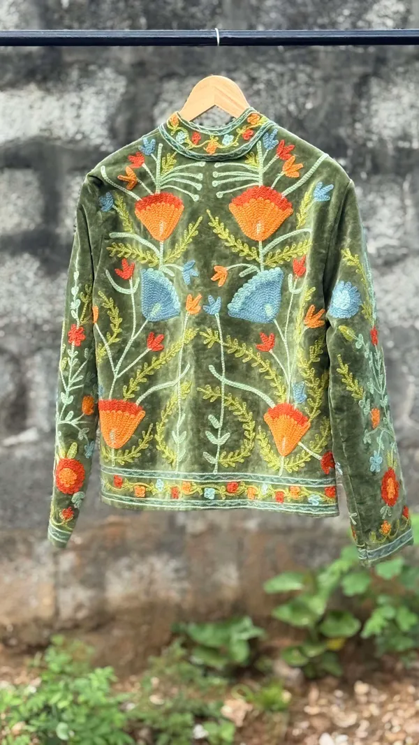Womens_Olive_Green_Velvet_Embroidered_Jacket_With_Floral_Design