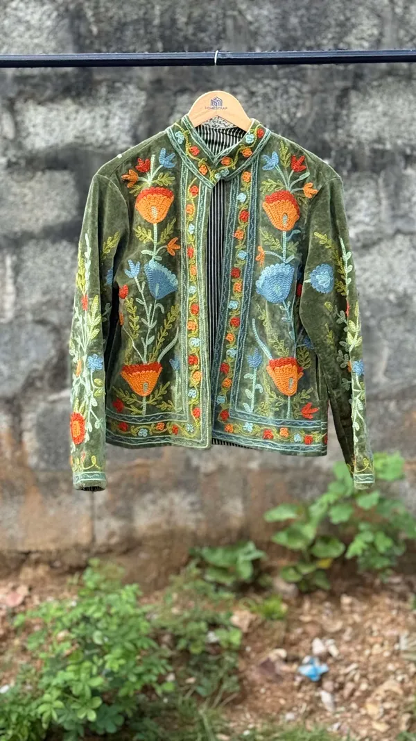Womens_Olive_Green_Velvet_Embroidered_Jacket_With_Floral_Design