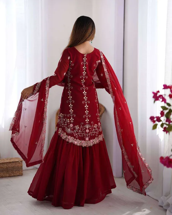 Women_S_Faux_Georgette_Sequins_Thread_Work_Straight_Kurta_With_Sharara_Suit_And_Dupatta_Set