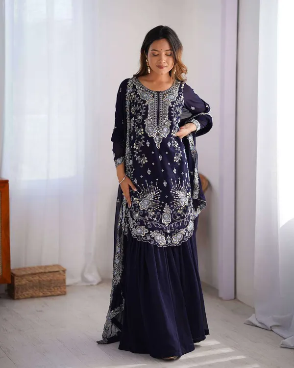 Women_S_Faux_Georgette_Sequins_Thread_Work_Straight_Kurta_With_Sharara_Suit_And_Dupatta_Set