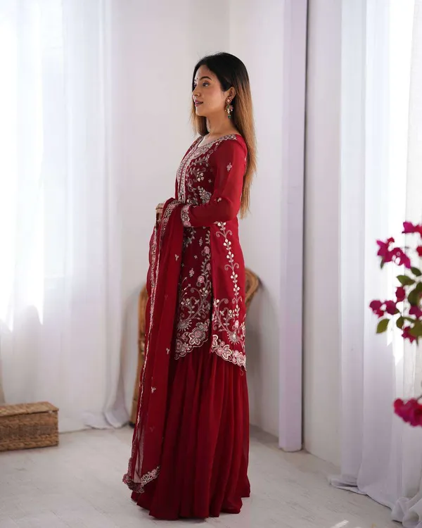 Women_S_Faux_Georgette_Sequins_Thread_Work_Straight_Kurta_With_Sharara_Suit_And_Dupatta_Set