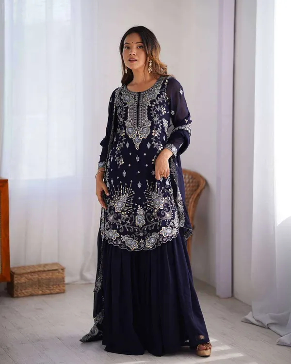 Women_S_Faux_Georgette_Sequins_Thread_Work_Straight_Kurta_With_Sharara_Suit_And_Dupatta_Set