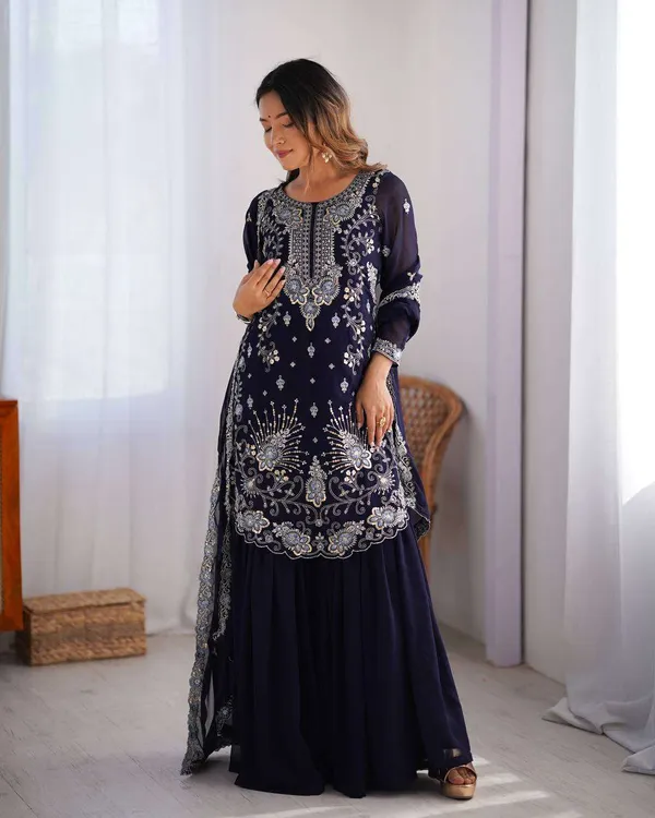 Women_S_Faux_Georgette_Sequins_Thread_Work_Straight_Kurta_With_Sharara_Suit_And_Dupatta_Set