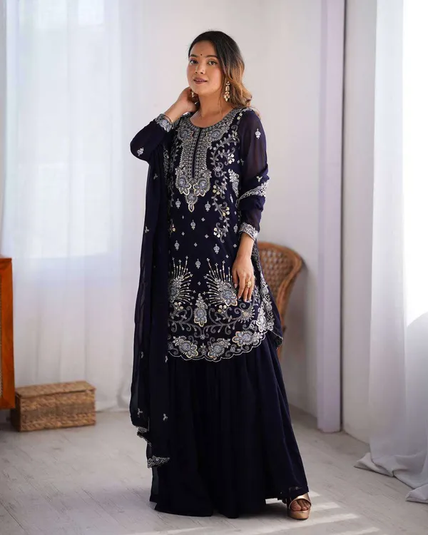 Women_S_Faux_Georgette_Sequins_Thread_Work_Straight_Kurta_With_Sharara_Suit_And_Dupatta_Set