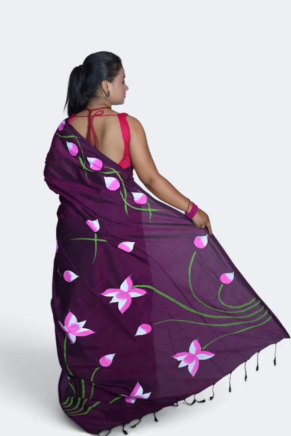 Purple_Floral_Print_Saree_For_Women