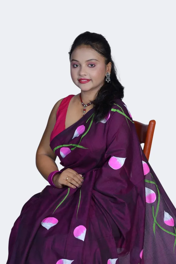 Purple_Floral_Print_Saree_For_Women