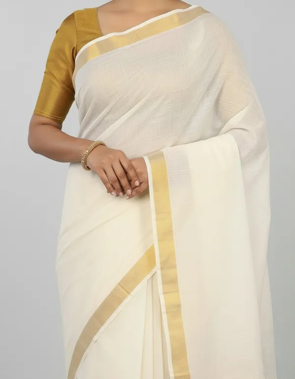 Off_White_Gold_Border_Saree_For_Women
