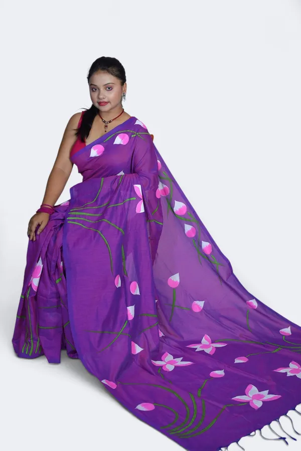 Purple_Floral_Print_Saree_For_Women