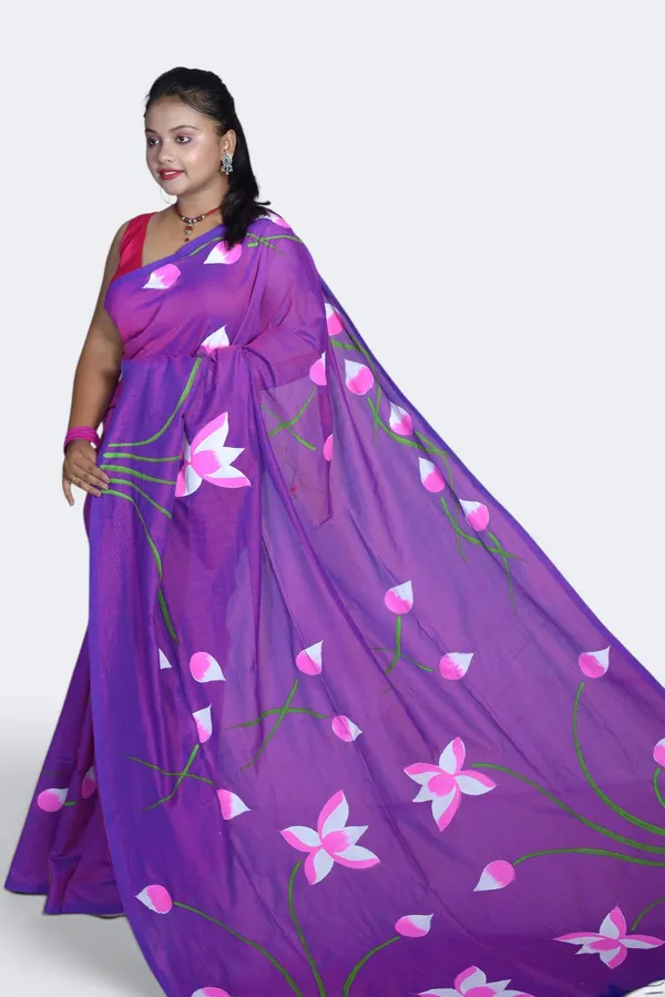 Purple_Floral_Print_Saree_For_Women