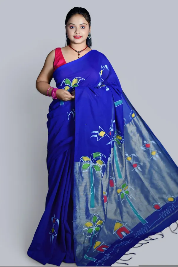 Blue_Cotton_Saree_For_Women