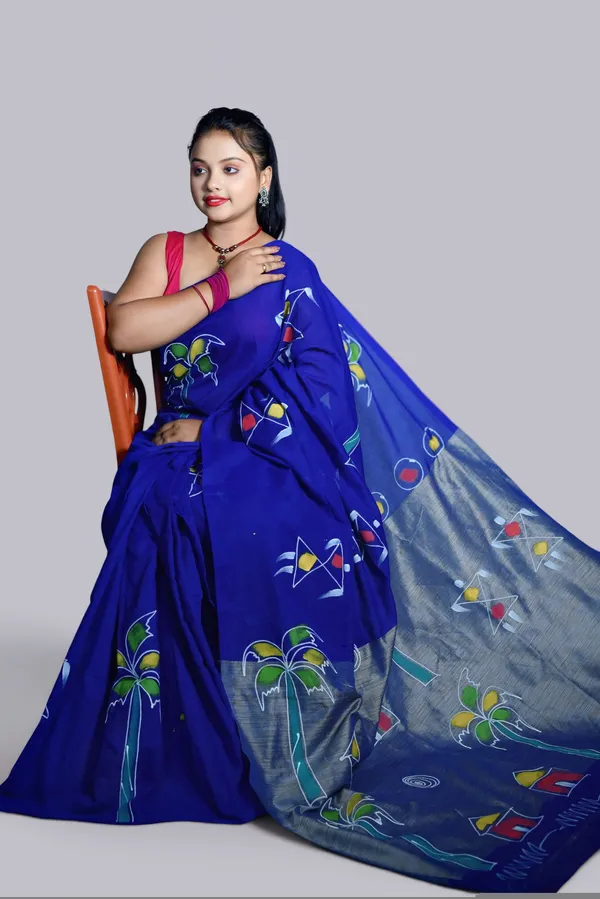 Blue_Cotton_Saree_For_Women
