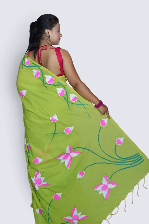 Green_Floral_Print_Saree_For_Women