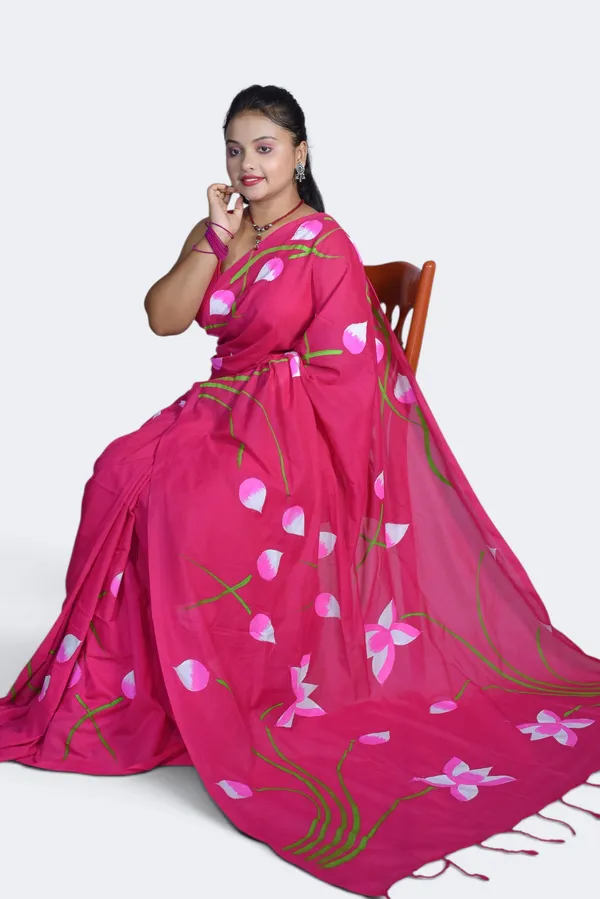 Pink_Floral_Print_Saree_For_Women