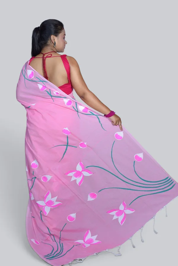 Pink_Floral_Print_Saree_For_Women