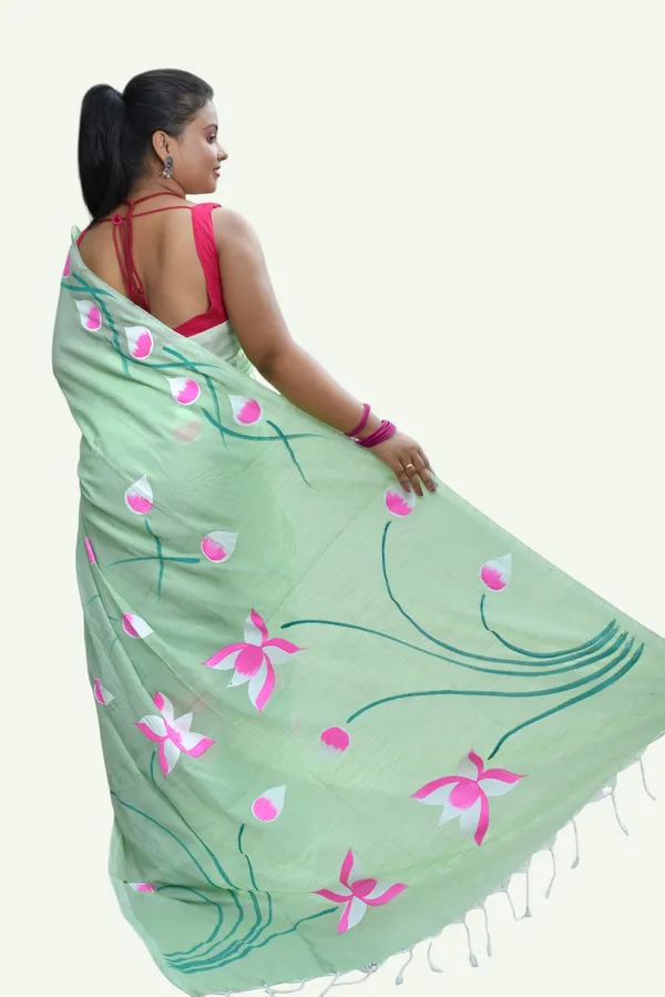 Green_Floral_Print_Saree_For_Women