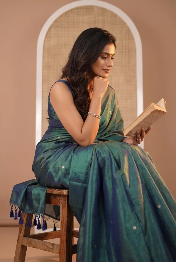 Green_Soft_Silk_Peacock_Print_Saree_For_Women