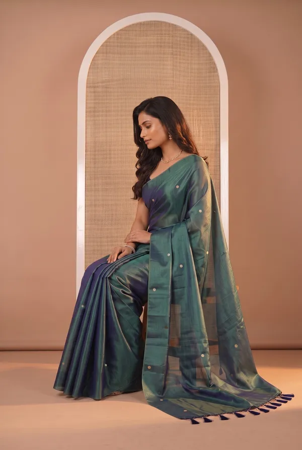 Green_Soft_Silk_Peacock_Print_Saree_For_Women