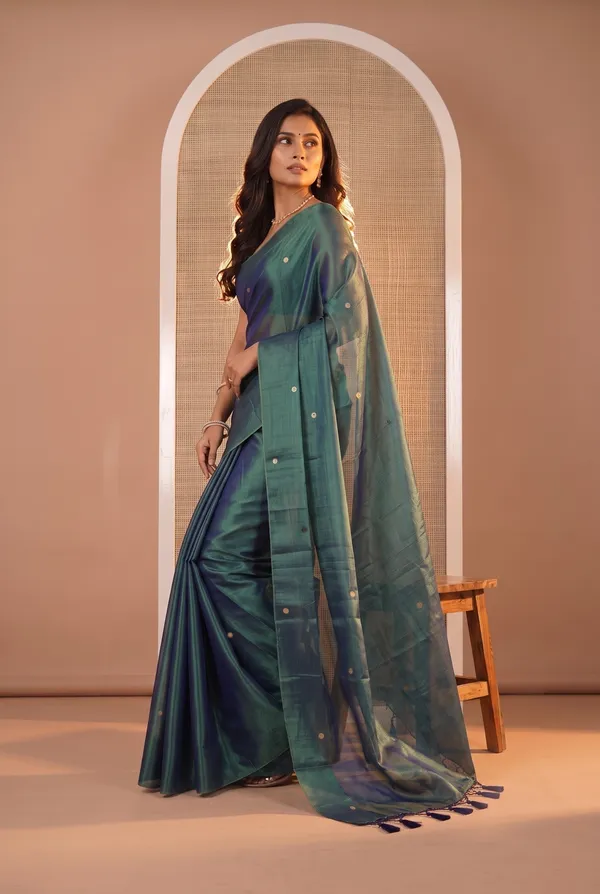 Green_Soft_Silk_Peacock_Print_Saree_For_Women