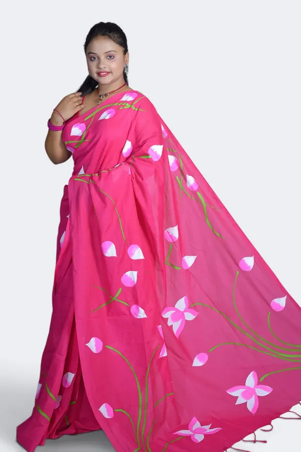 Pink_Floral_Print_Saree_For_Women