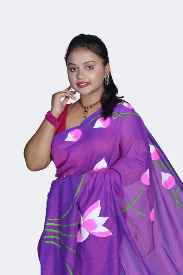 Purple_Floral_Print_Saree_For_Women