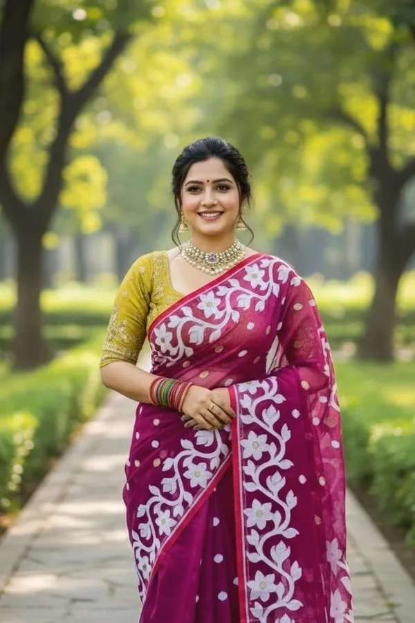 Magenta_Floral_Print_Saree_For_Women