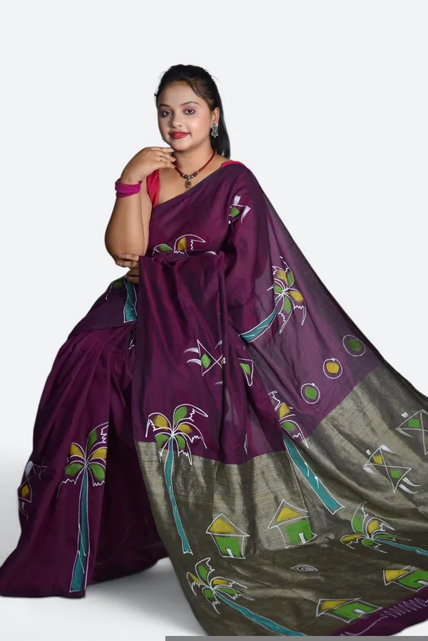 Magenta_Cotton_Saree_For_Women