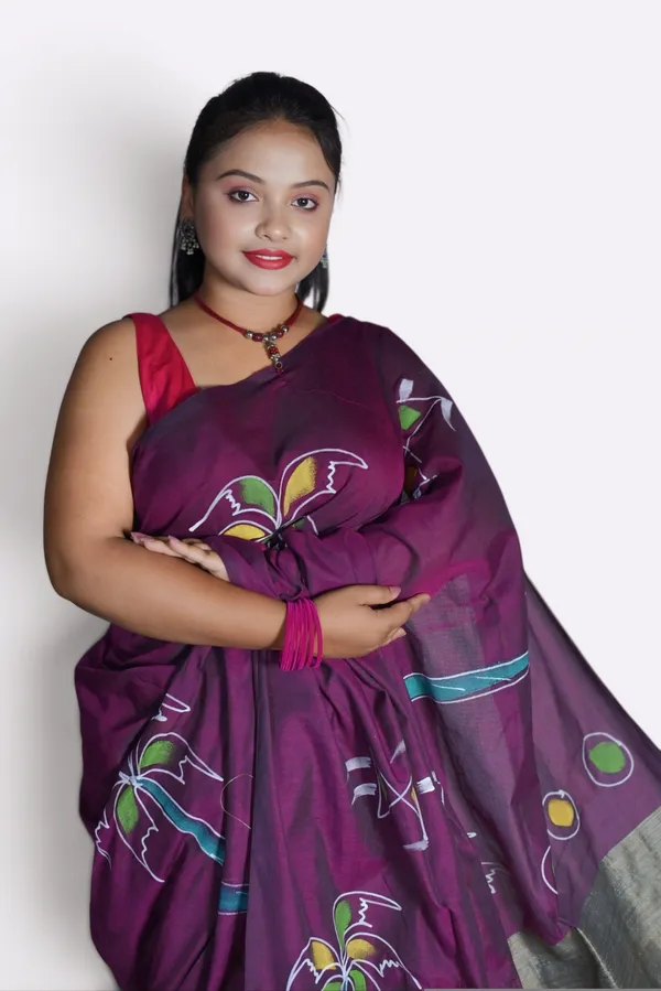 Magenta_Cotton_Saree_For_Women