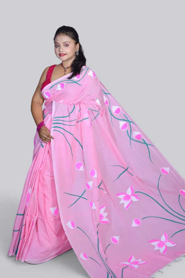 Pink_Floral_Print_Saree_For_Women