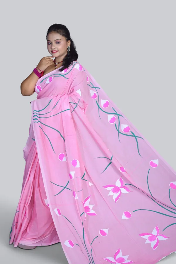 Pink_Floral_Print_Saree_For_Women