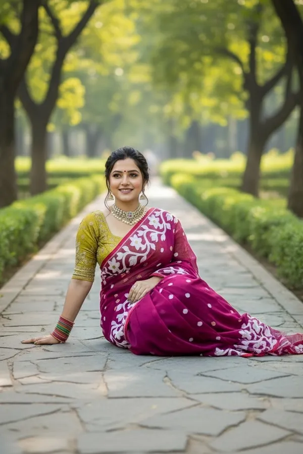 Magenta_Floral_Print_Saree_For_Women