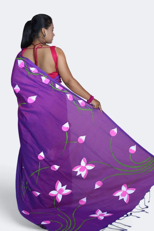 Purple_Floral_Print_Saree_For_Women