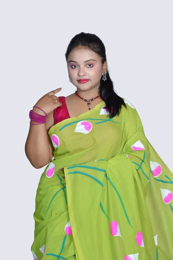 Green_Floral_Print_Saree_For_Women