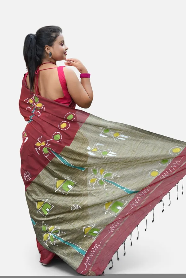Khaki_Cotton_Saree_For_Women