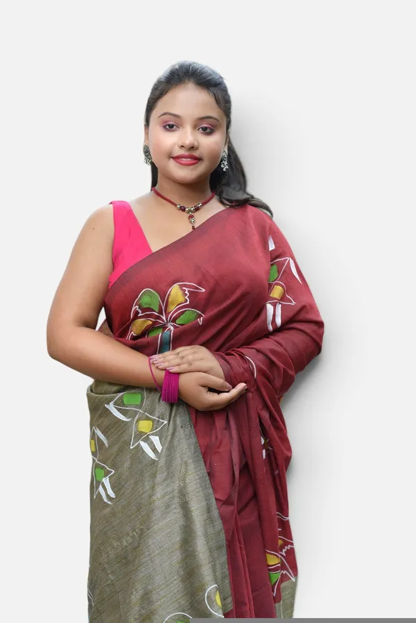 Khaki_Cotton_Saree_For_Women