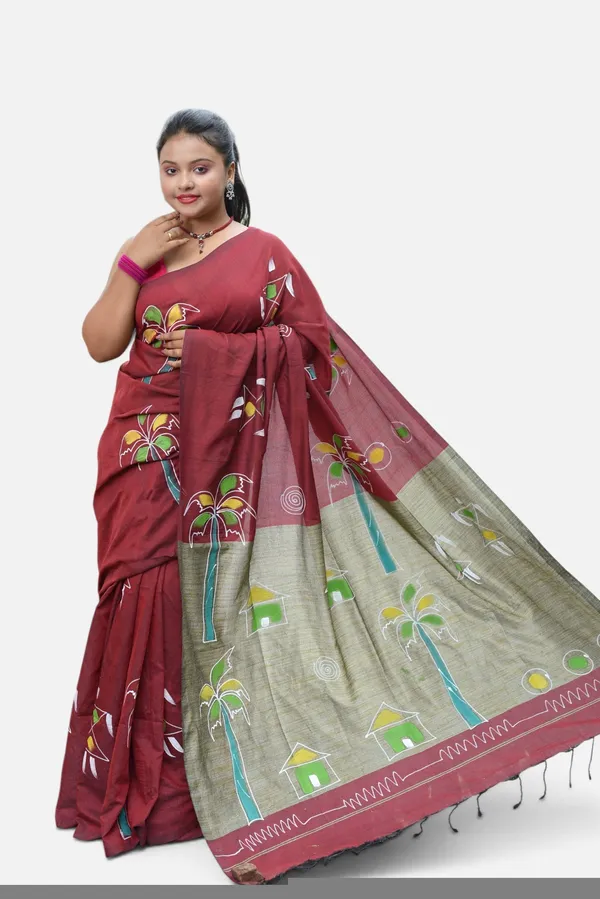 Khaki_Cotton_Saree_For_Women