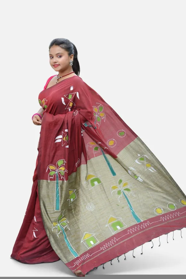 Khaki_Cotton_Saree_For_Women