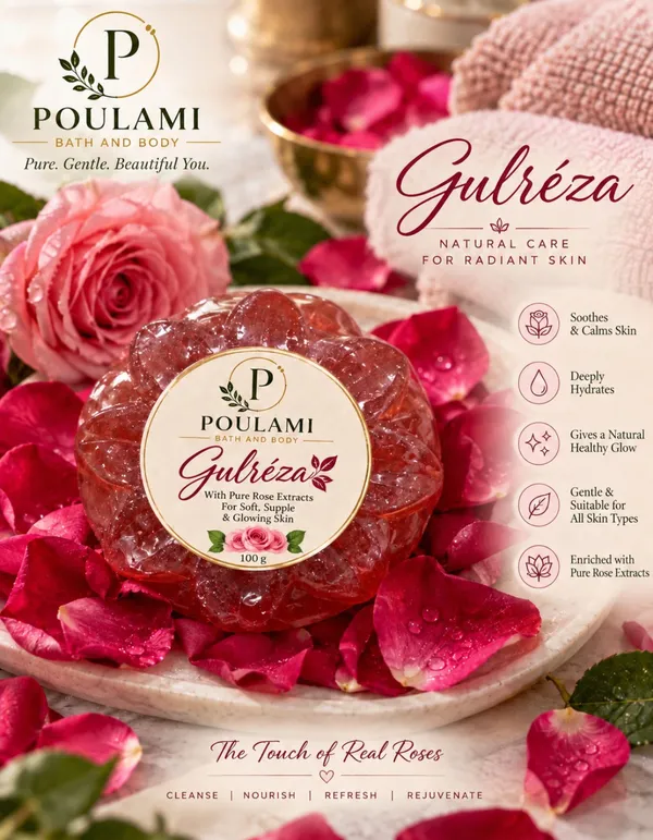 Poulami_Gulréza_Rose_Extract_Soothing_Soap_100Gm_Pack_of_3