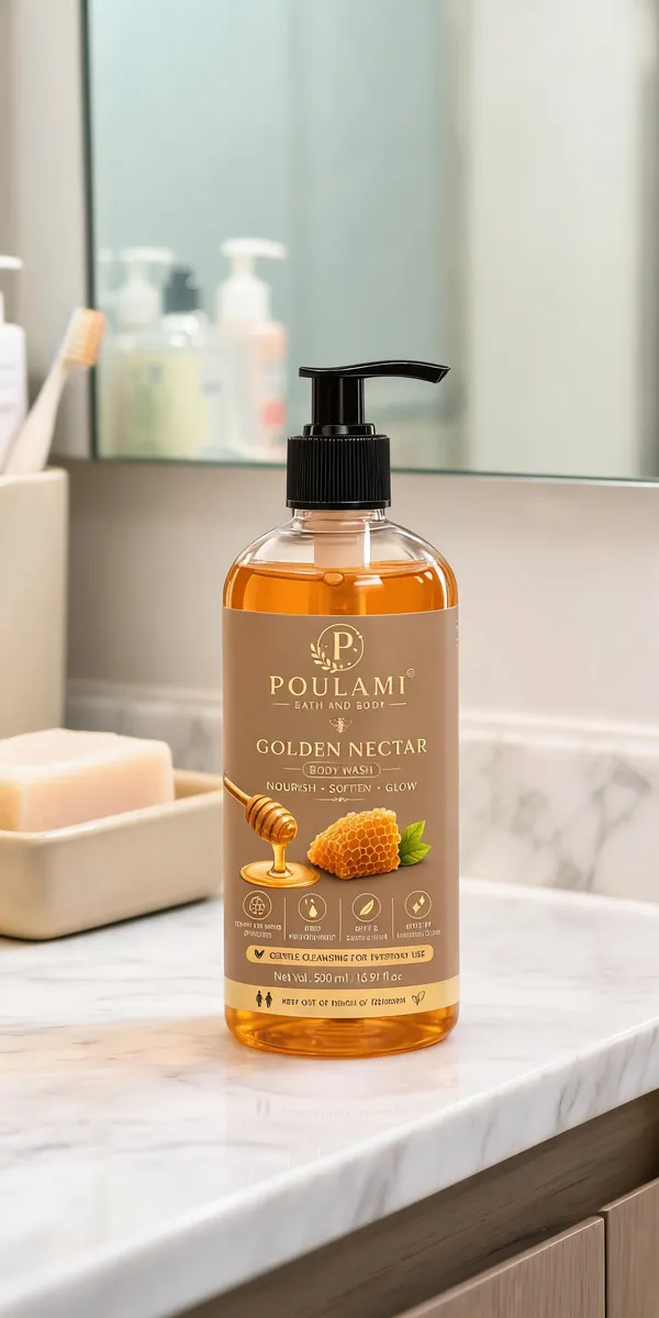 Poulami_Golden_Nectar_Honey_Almond_Nourishing_Body_Wash_500Ml